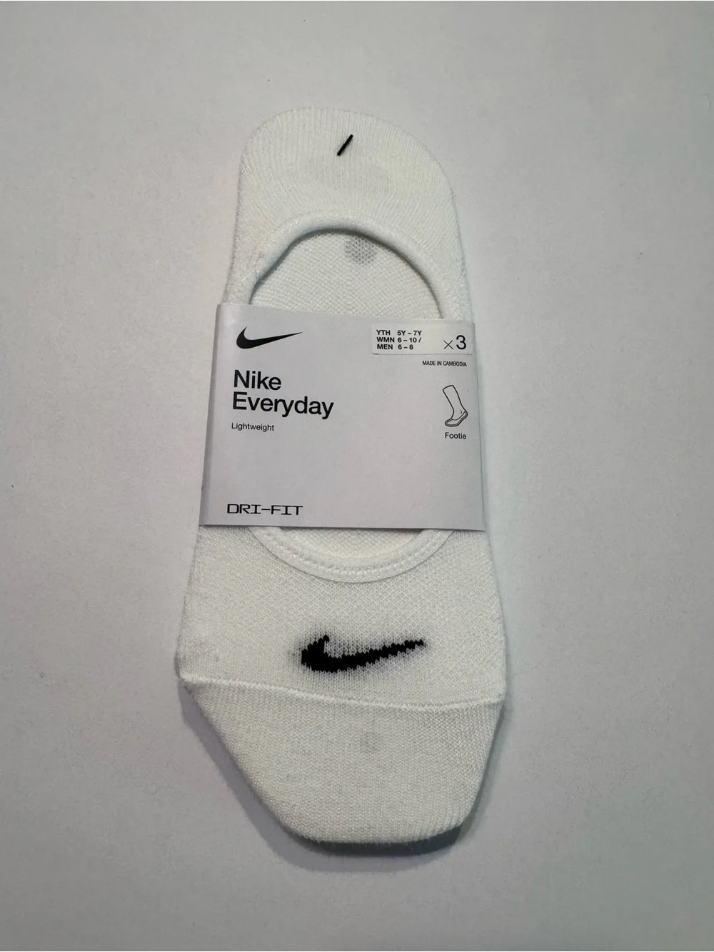 Nike Everyday Dri-FIT White No-Show Socks - 3 Pack NEW NWT